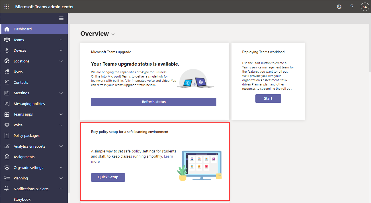 Screenshot of the wizard in the dashboard